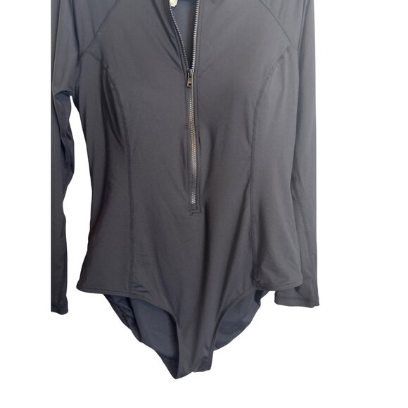 Sea Level Swim Size 14 Black Long Sleeve Zip Front One Piece Swimsuit - Picture 5 of 15